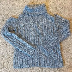 Grey Cableknit Cold-Shoulder Xhilaration Sweater
